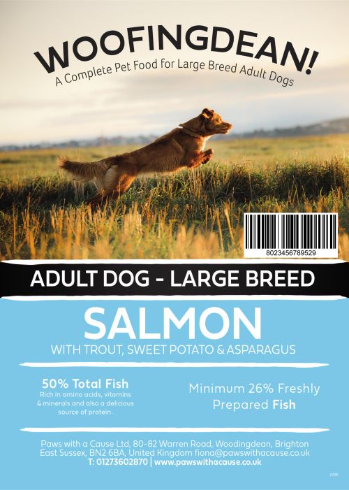 WOOFINGDEAN GRAIN FREE LARGE BREED ADULT SALMON WITH TROUT